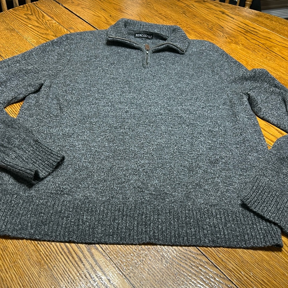 J. Crew Mercantile gray 1/4 zip pullover sweater.  Size XL. Nylon/Lambswool.